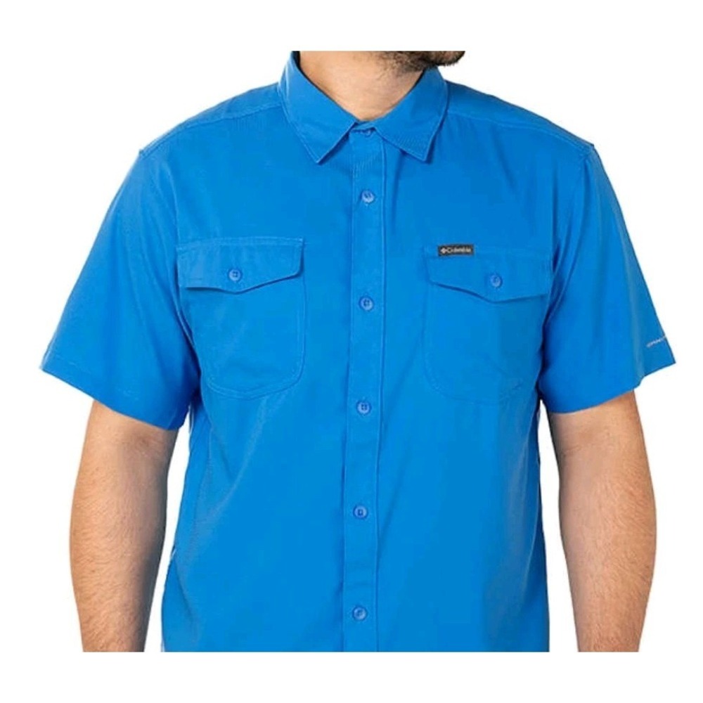 Columbia Utilizer II Blue Indigo Omni Wick Short Sleeve Button Up Sz Lrg NWOT